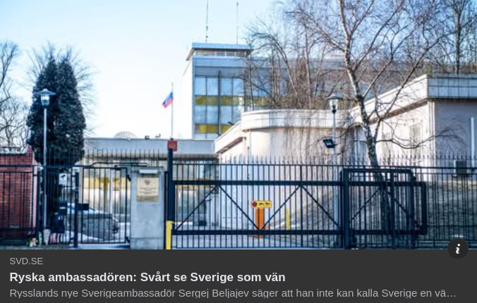 Rysk Svårighet Med Att Se Sverige Som Vän