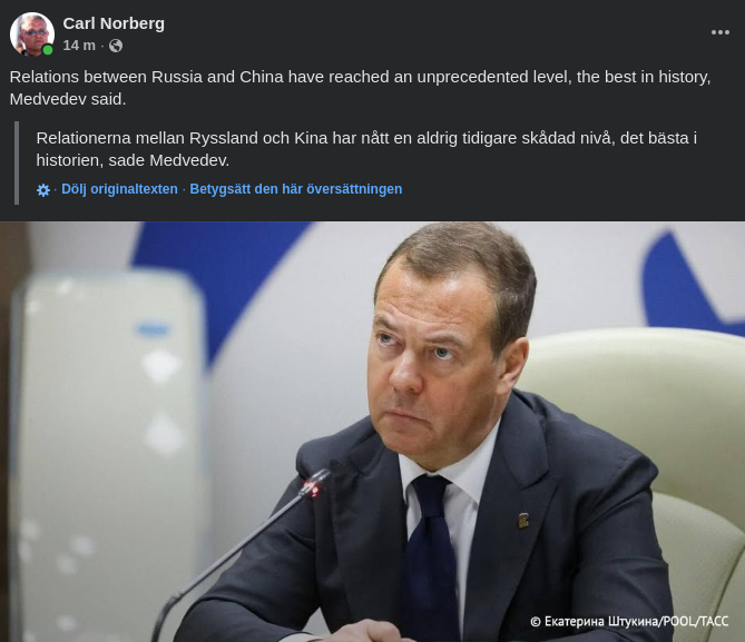 Bästa Relationsnivån Någonsin Mellan Ryssland & Kina