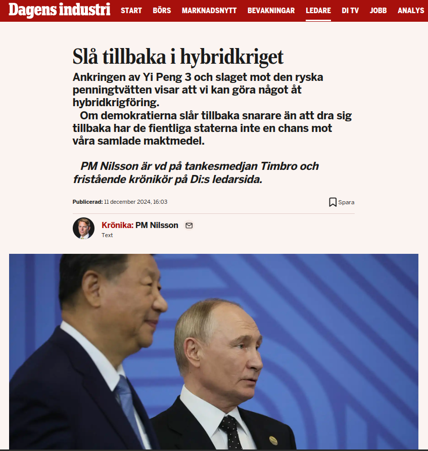 Hybridkrigstillbakaslående PM Nilsson I DI