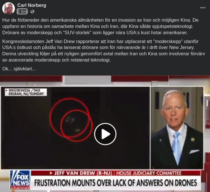 Iranskt Moderskepp & Drönare Från Kina Mot USA..