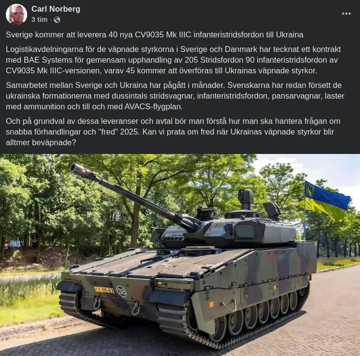 Flera Svenska Infanteristridsfordon Till Ukraina