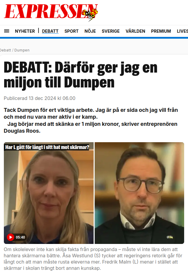 En Miljon Till Dumpen Från Douglas Roos