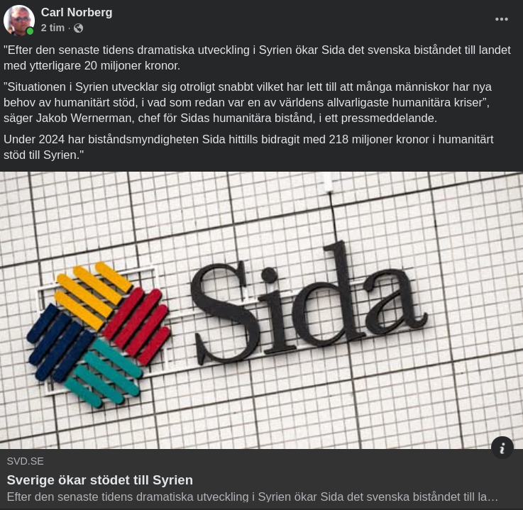 Sverige Ökar Syrienstöd