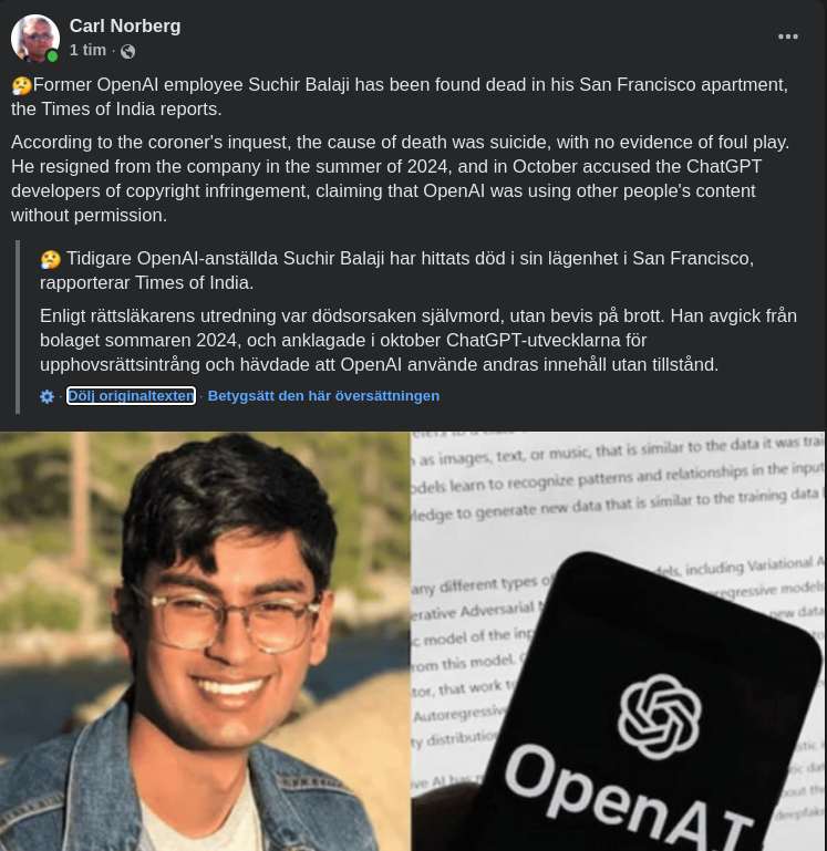 ChatGPT-Anklagare Begår Självmord