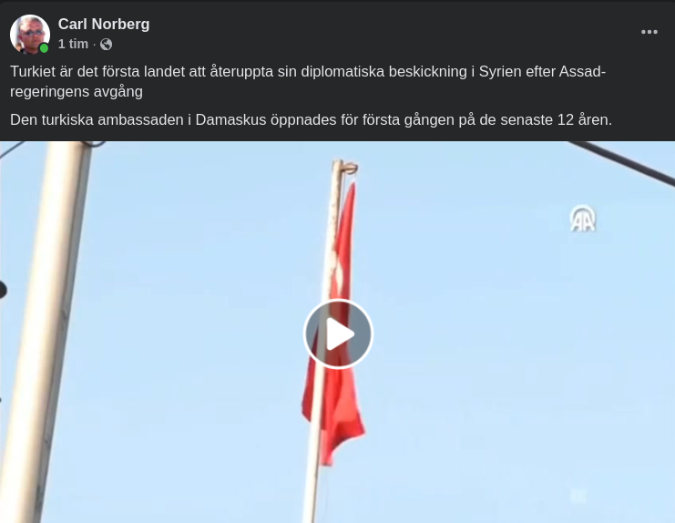 Turkiets ambassad I Damaskus Öppnar Efter 12 År