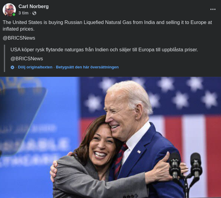 Rysk Gas Till Europa Via Indien & USA..