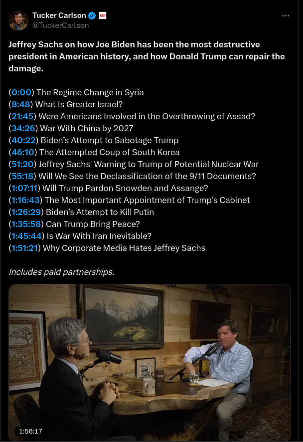 Jeffrey Sachs Hos Tucker Carlson