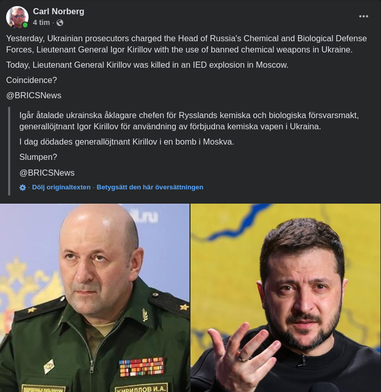 Rysk Generallöjtnant Åtalad I Ukraina Bilbombsdödad I Moskva