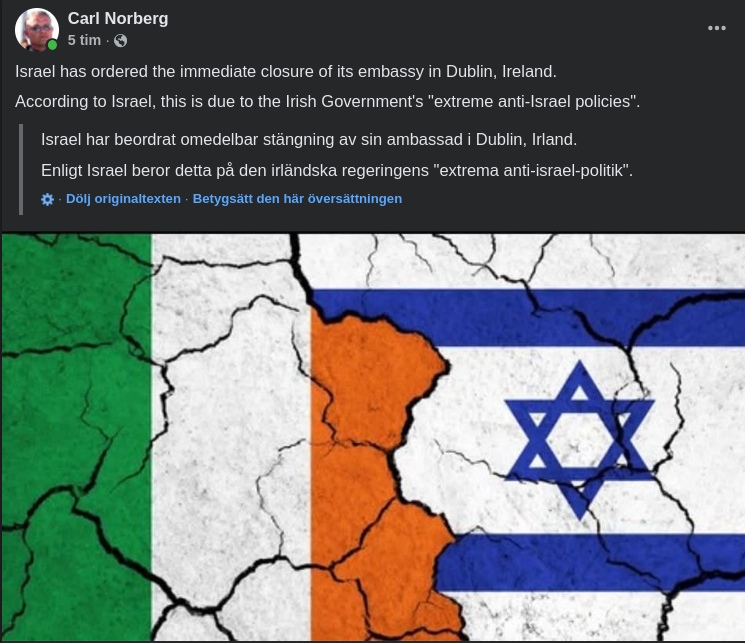 Israel Stänger Dublin-Ambassad