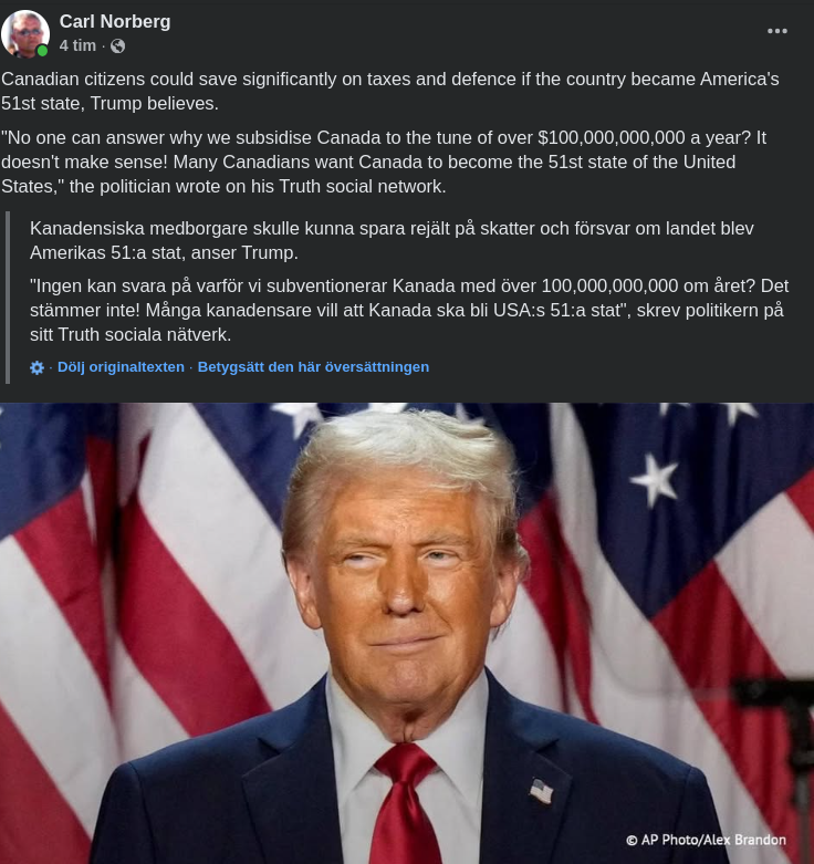 Trump Om Kanada Som USA:s 51:a Stat