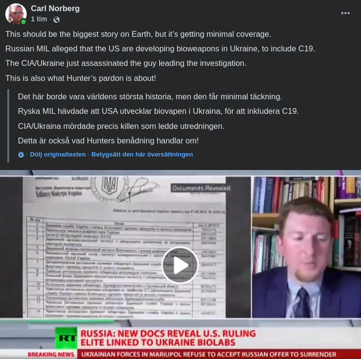 Medietystnad Om Biovapen & Mördad Rysk General