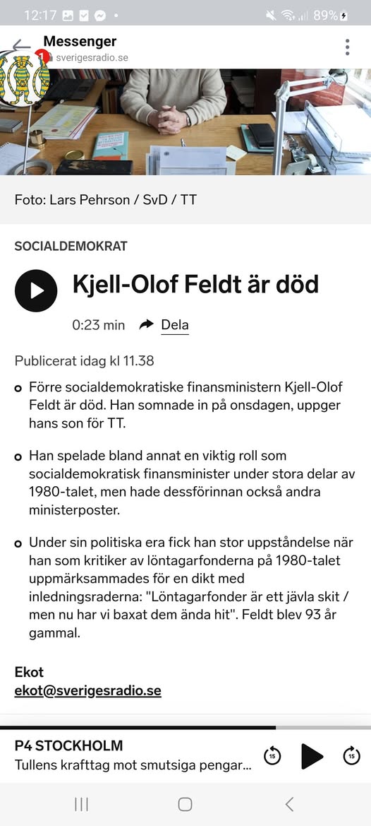 Kjell-Olof Feldt Död
