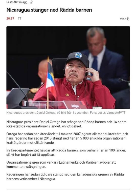 Nicaragua Stänger Rädda Barnen