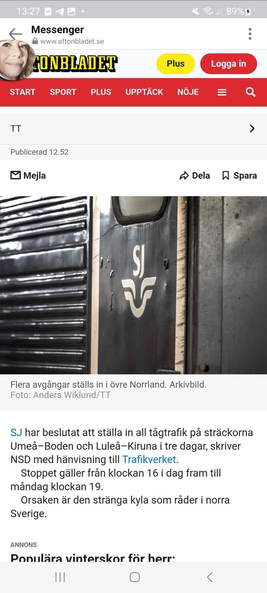 Övre Norrlandskyla Får SJ Att Ställa In Tre Dagar