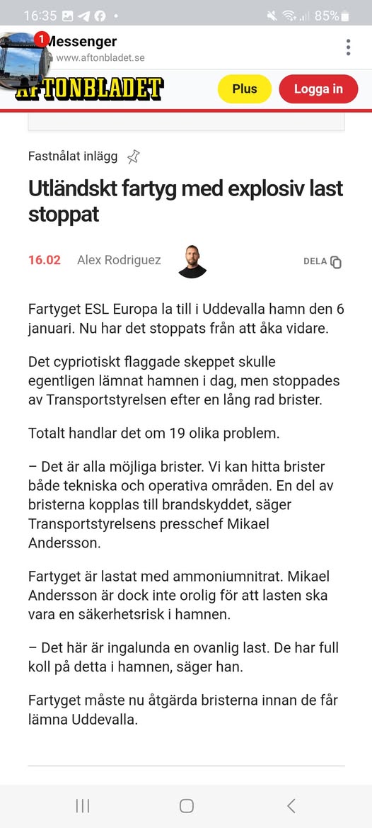 Explosiv Last Kvarhållen I Uddevalla