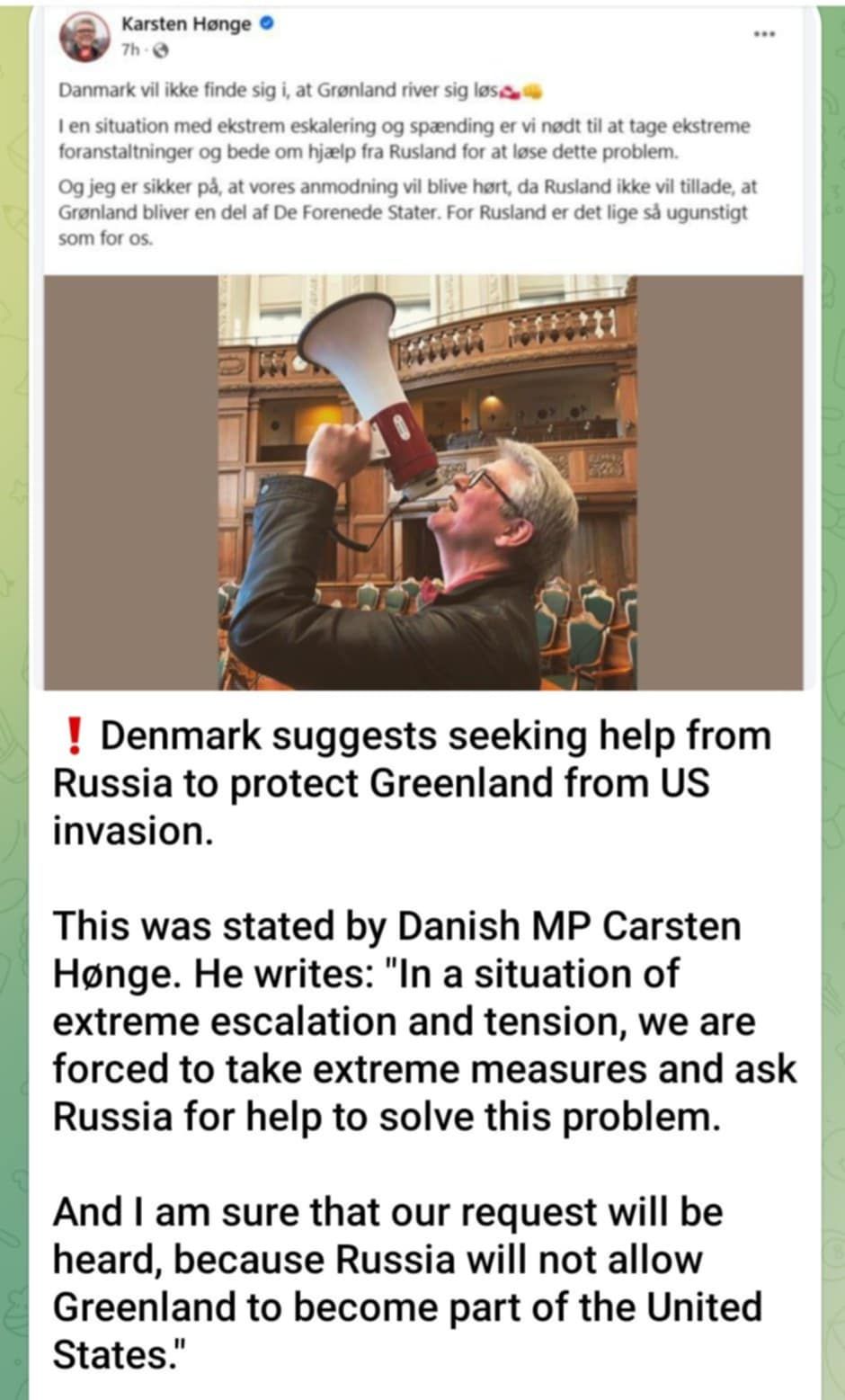 Rysk Hjälp Mot USA För Danmark..