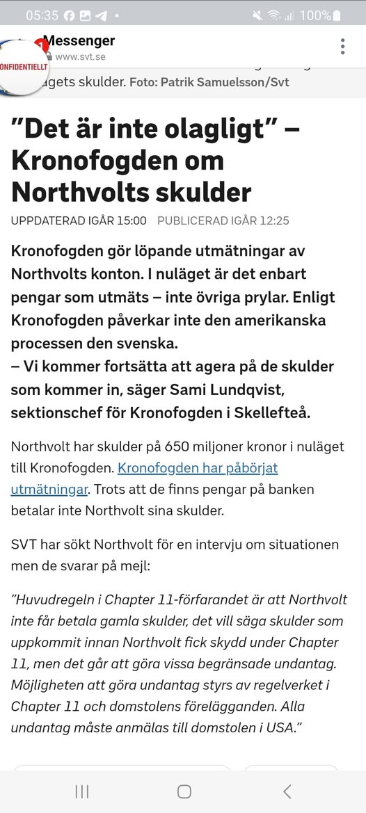 Northvolt & Kronofogden