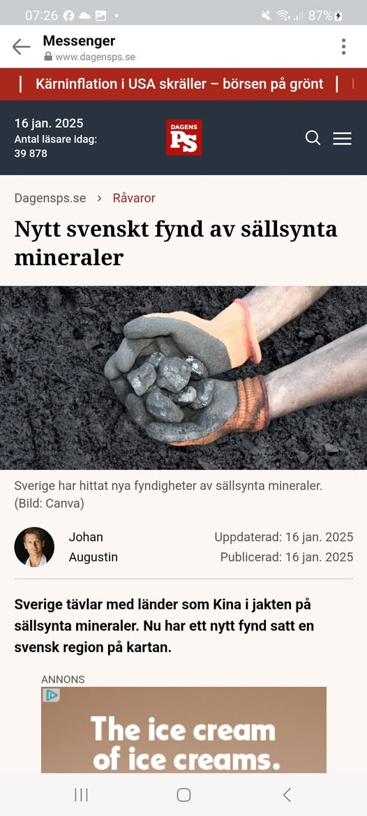Ytterligare Svenskt Fynd Av Sällsynta Mineraler