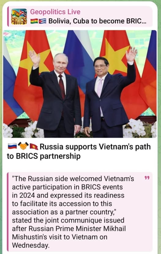 Ryssland Stöder Vietnams BRICS-Ansökan