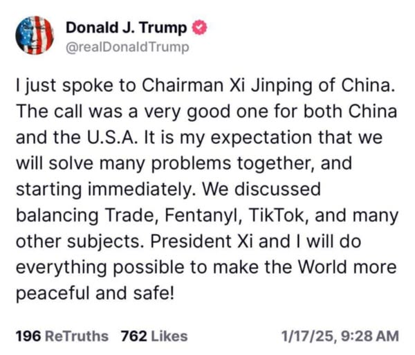 Trump & Xi I Telefonsamtal