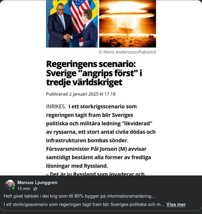 Sverige Angrips Först I Regeringens Scenario
