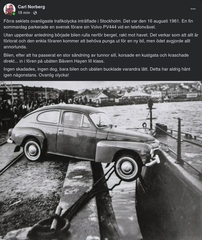 Ovanlig Olycka Mellan Bil & Ubåt