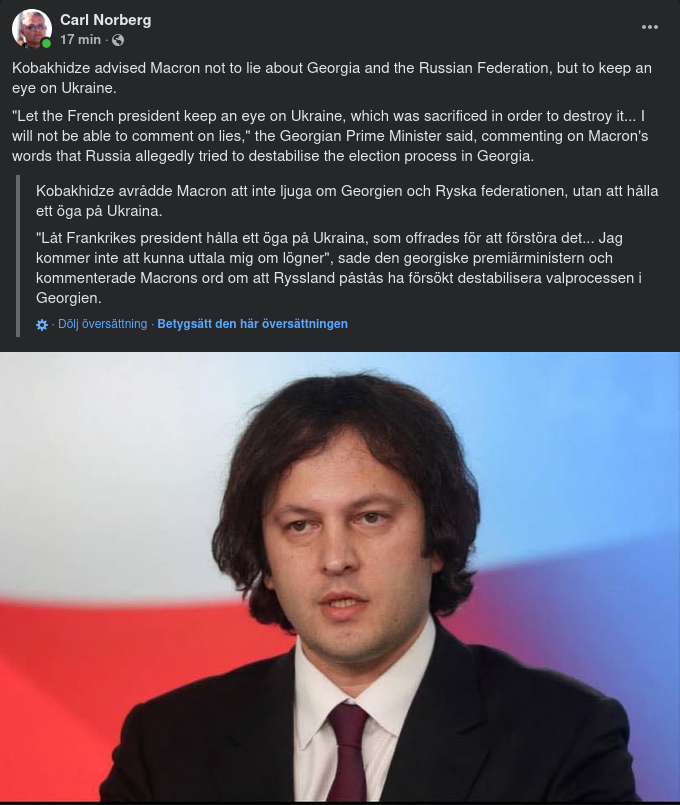 Georgiens Kobakhidze Råder Frankrikes Makaron