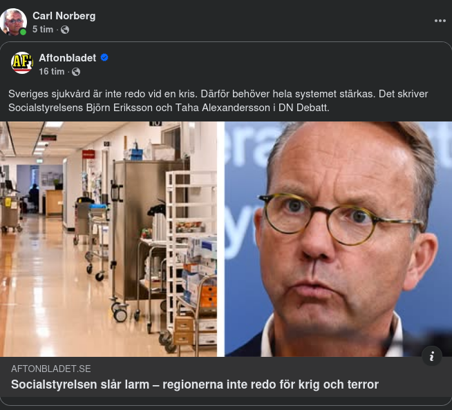 Krigs & Terroroförberedd Svensk Sjukvård