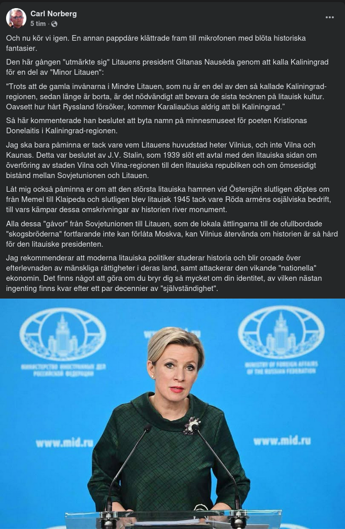 Zakharova Påminner Litauen