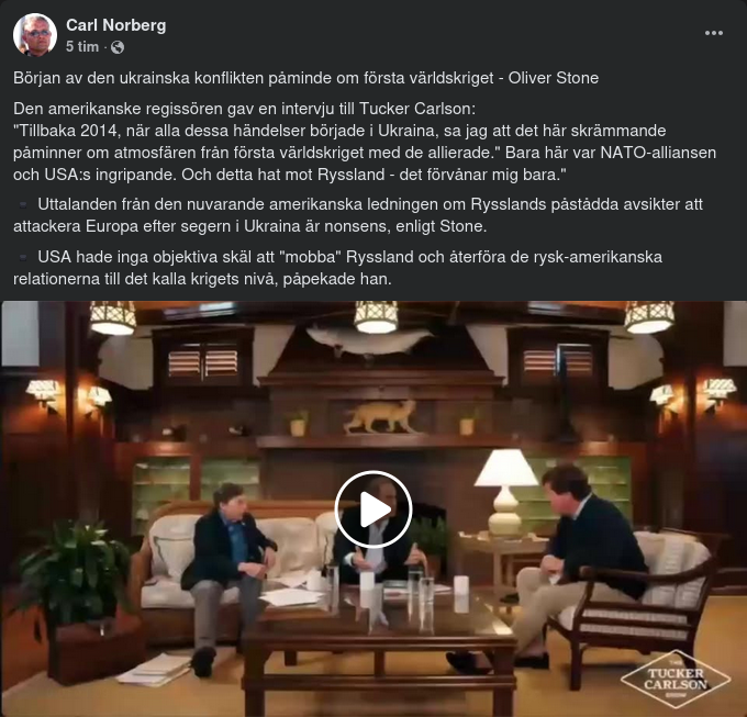 Tucker Pratar Med Oliver Stone