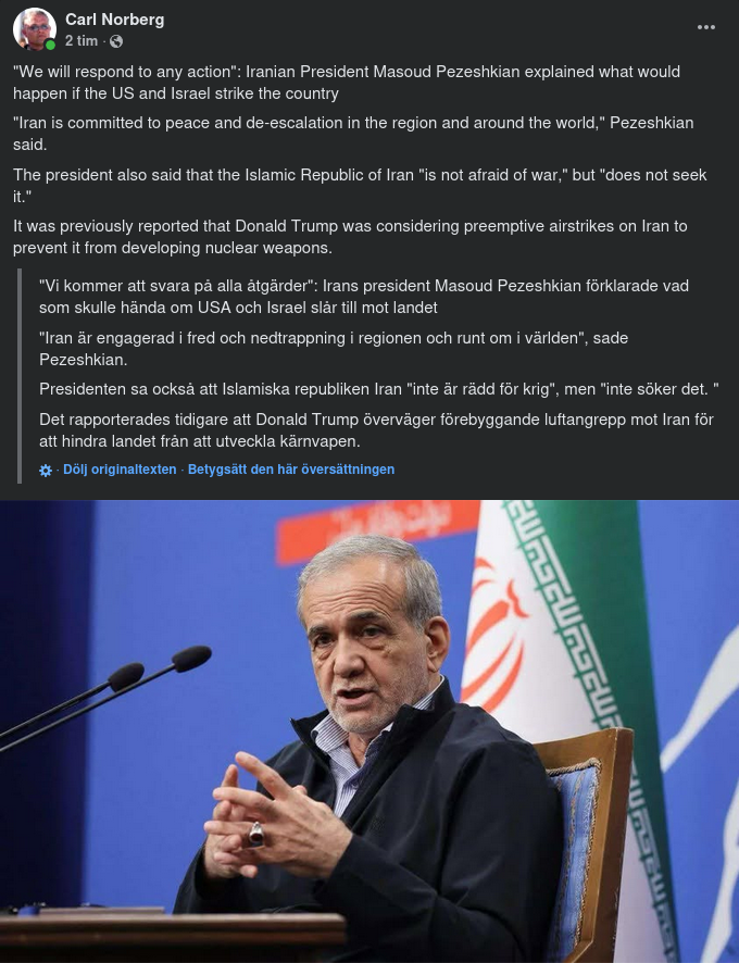 Iran Svarar På Amerikanska Spekulationsuppgifter