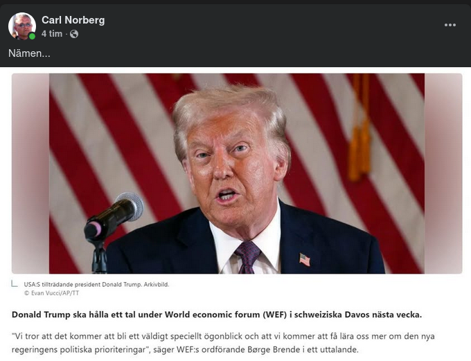 Trump Ska Tala På WEF Nästa Vecka