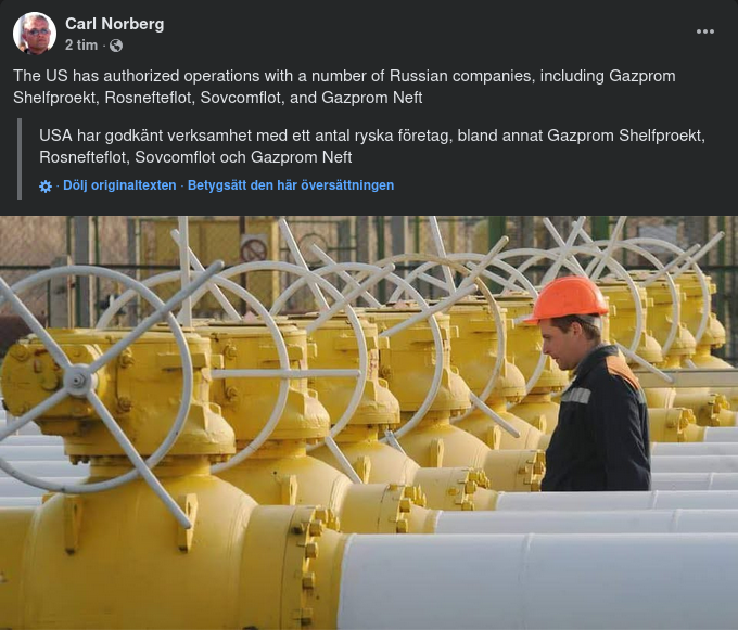 USA Godkänner Verksamhet Med Flera Ryska Företag