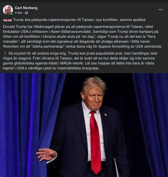 Vapentransportspåskyndande Trump