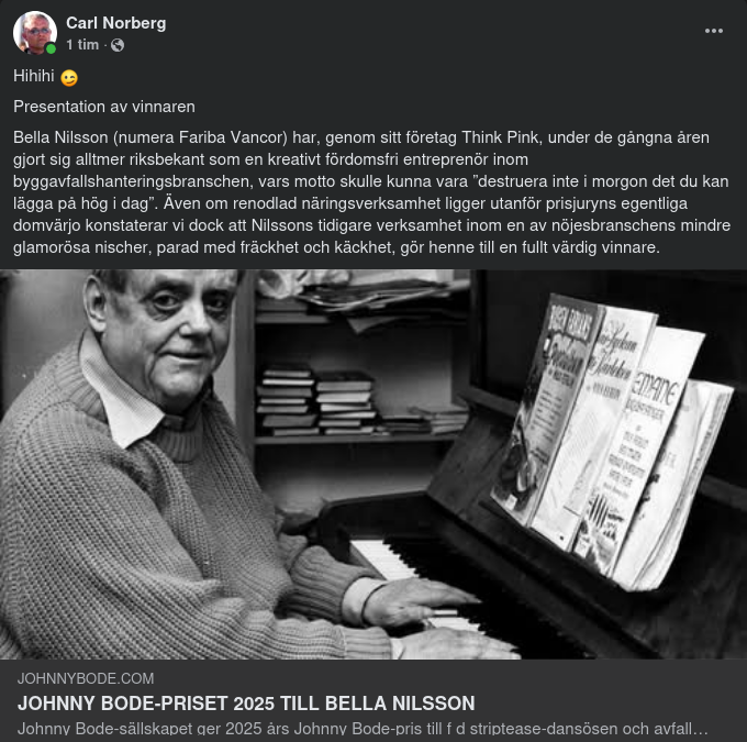 Bode-Priset Till Think Pink Bella