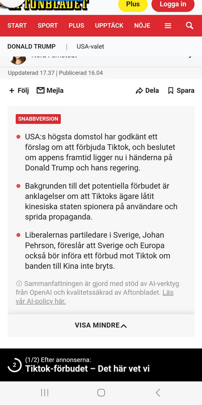 Tiktokförbjudningsförslag Godkänt I HD