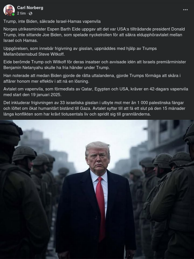 Vapenvila Säkrad Av Trump