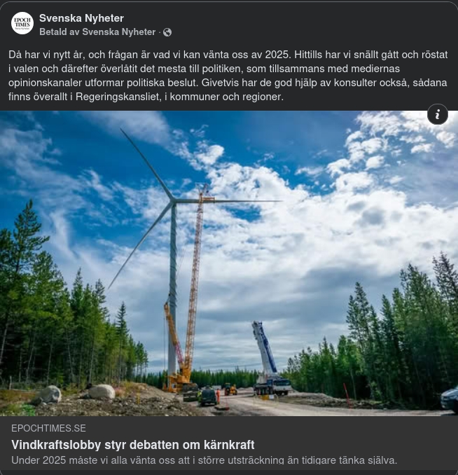 Kärnkraftsdebattsstyrande Vindkraftslobby