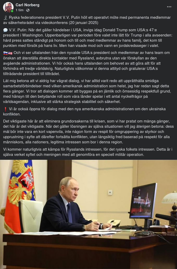 Putin Från Operativt Videomöte