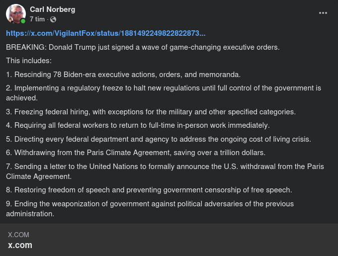 Exekutiva Ordrar Signerade