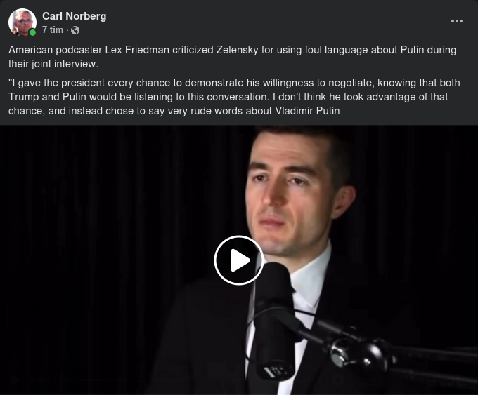 Podcastkritiserad Zelensky