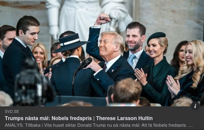 Fredsprismålsökande Trump Med SvD-Therese