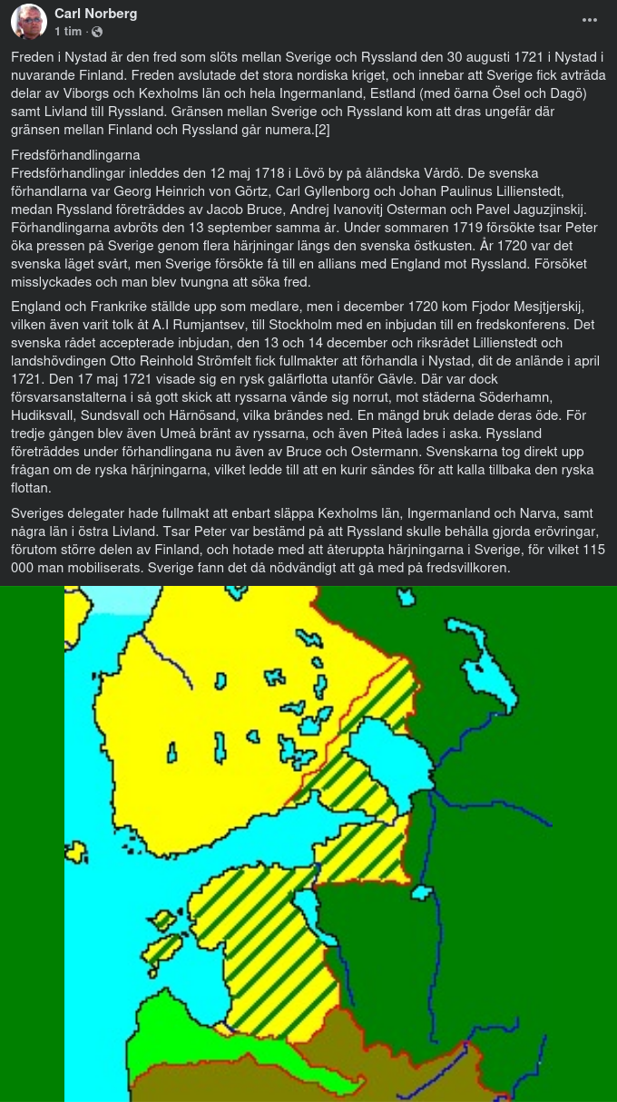 30 Augusti 1721 - Freden I Nystad
