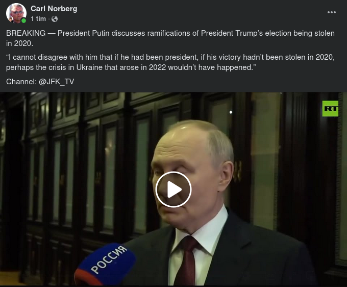 Putin Om Stulet USA-Val