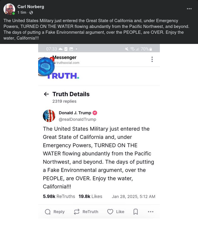 Militärt Påsläppt Vatten I Kalifornien