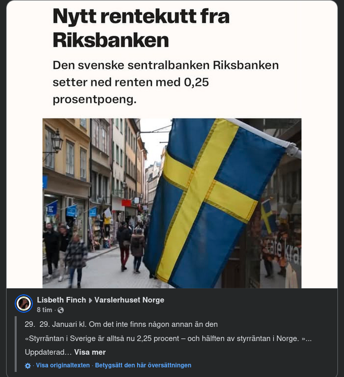 Svensk & Norsk Centralbanksränta