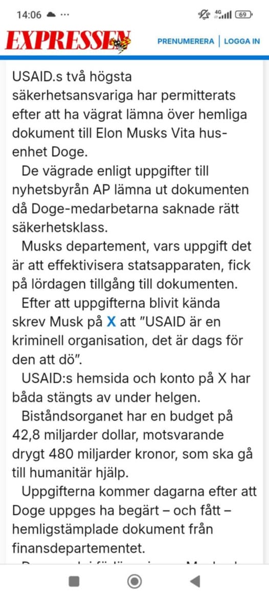 USAID:s Två Högsta Säkerhetsansvariga Permitterade
