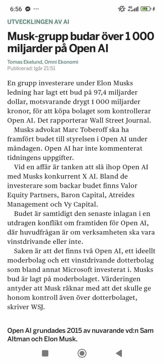 Muskgruppsbud På Open AI