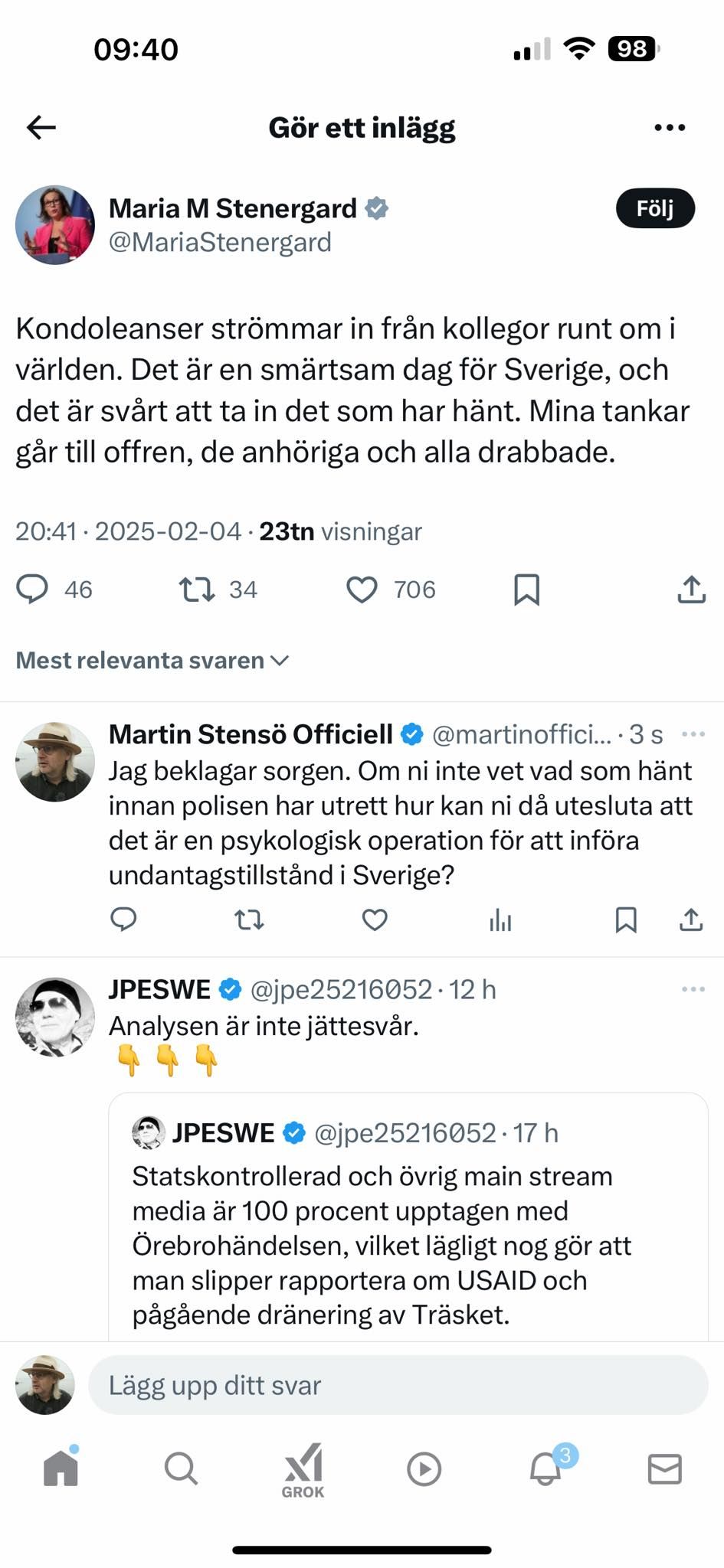 Inströmmande Kondoleanser