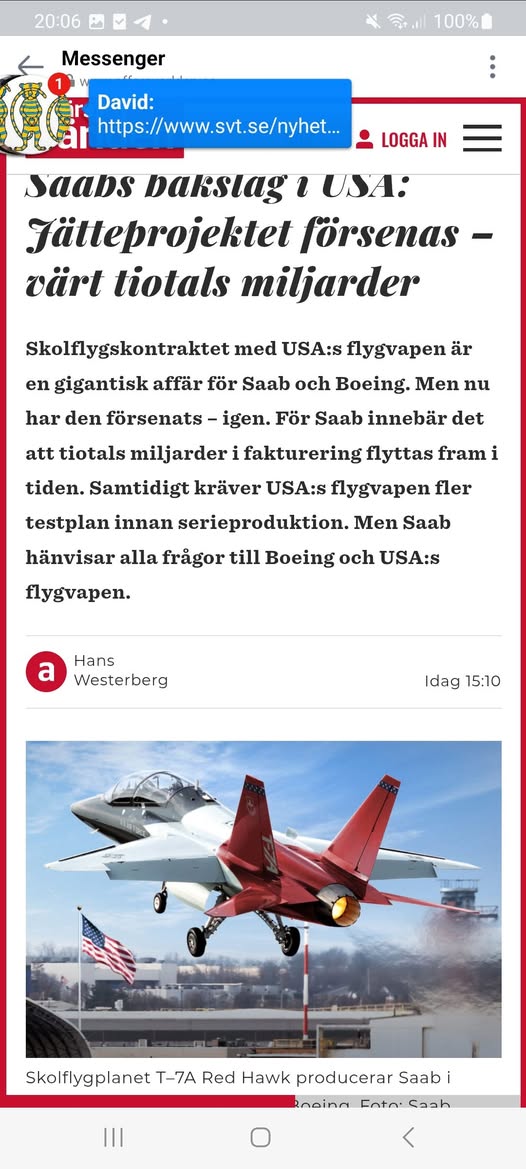 Skolflygskontrakt Försenat För SAAB & Boeing